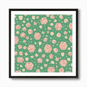 A Seamless Pattern Featuring Polygons With Varying Side Lengths Shapes With Edges, Flat Art, 143 Art Print