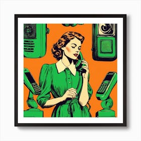 Woman Talking On A Phone Art Print