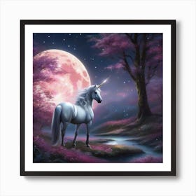 Unicorn In The Moonlight 1 Art Print