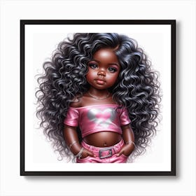 Little Black Girl With Curly Hair Art Print