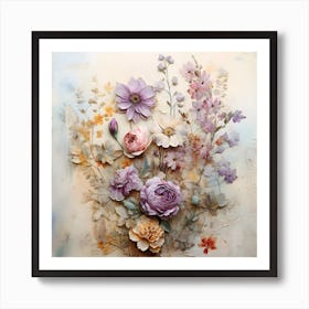 Vintage Pastel Flowers 1 Art Print