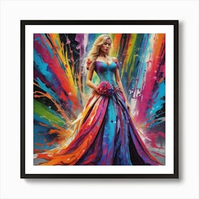 Bride In A Rainbow Dress Art Print