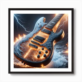 Electric Guitar Fire & Ice Art Print
