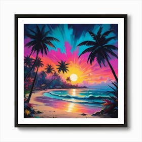 Sunset At The Beach - tropical paradise Poster