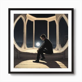 Man Looking Out A Window Art Print