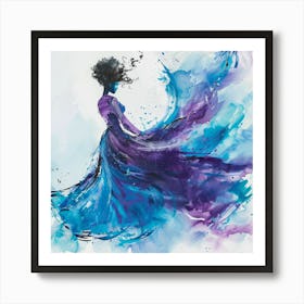 Blue And Purple Dancer Art Print