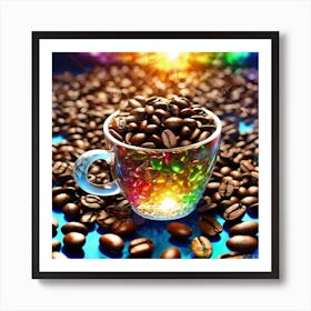 Coffee Cup With Coffee Beans 2 Art Print