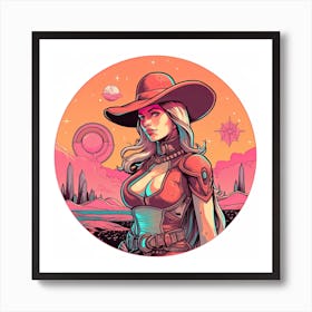 Futuristic Cowgirl Art Print