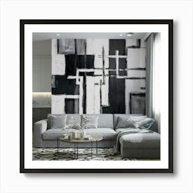 Abstract Black And White Painting 3 Art Print