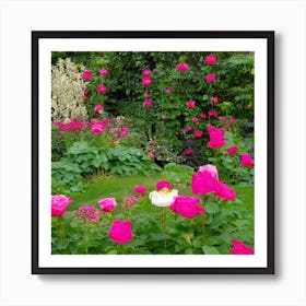 Pink Rose Garden Art Print