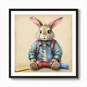 Bunny With Backpack Art Print