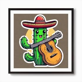 Cactus With Guitar 10 Art Print