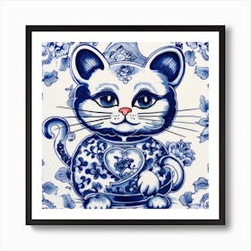 Doraemon Cartoon Delft Tile Illustration 1 Art Print