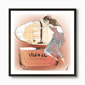 Young Woman With Grand Bottle Of Perfume Art Print