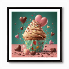 Cupcakes And Hearts 1 Art Print