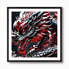 Red & Black Glass Chinese Dragon Art Print