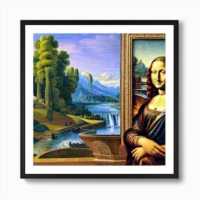 Mona Lisa with background Art Print