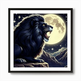 Lion At Night Art Print