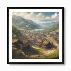 Village In The Mountains Art Print