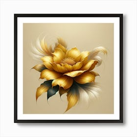 Golden Lotus Flower 5 Art Print