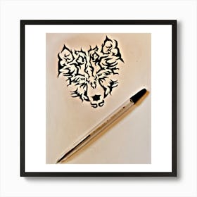 Wolf Tattoo 1 Art Print