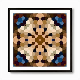 Abstract Mosaic Kaleidoscope Golden Flower Art Print