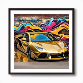 Gold Lamborghini 2 Art Print