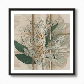 Butterflies And Leaves 3 Art Print