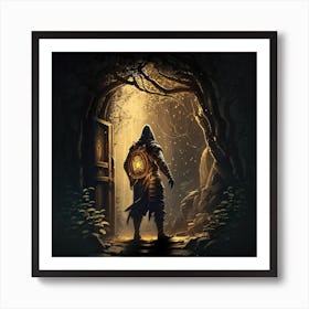 Myeera Ninja Waking Out Of Ancient Golden Shining Doorway In Th 05e8bcd3 41e2 4eb1 98d3 2911345de421 Art Print