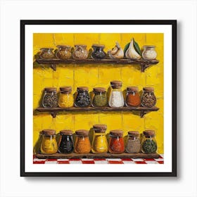 Spices On A Shelf Yellow 3 Art Print