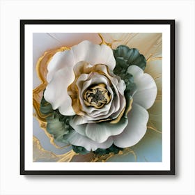 Gold And White Rose Art Print