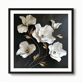 White Flowers Wall Art Art Print