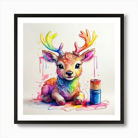 Deer Painting 7 Art Print