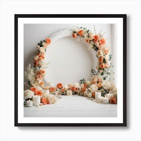 Floral Wreath With Candles And Flowers Art Print