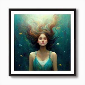 Underwater Woman Swimming In The Sea Art Print (2) Art Print