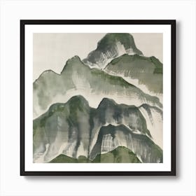 Japanese Watercolour Of Mount Oyama 3 Art Print