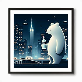Polar Bear At Night Art Print