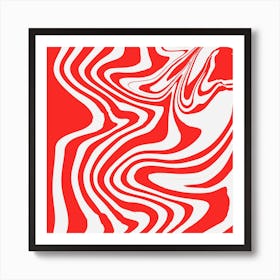 Red And White Swirls Background Playful Art Print