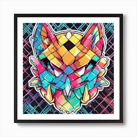 Vibrant Sticker Of A Plaid Pattern Mask And Based On A Trend Setting Indie Game 1 Art Print