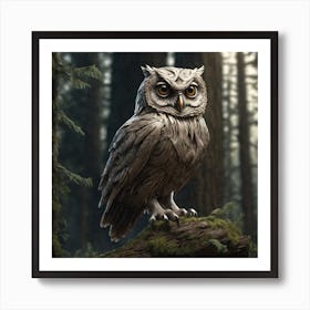 Owl In The Forest 130 Art Print