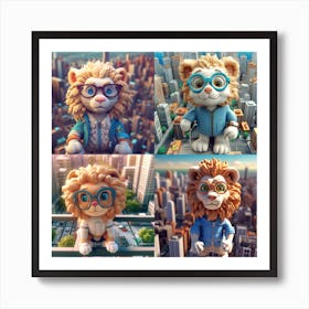 Armadiler City From Above  Q3 Lion With Glasses Cute 3d Nft 45c0a2c4 4f56 4b3a Bf10 988b3f177e27 Art Print