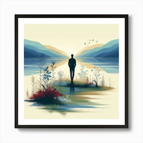 Man Standing In Water 1 Art Print