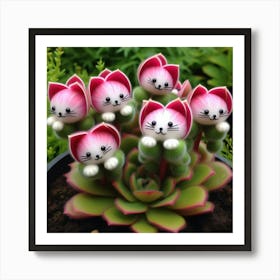 Cute Kitty Succulents Art Print