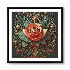 Stylized and intricate geometric black rose 17 Art Print