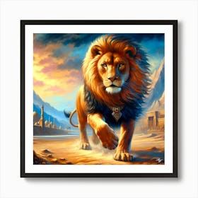 Giant Egyptian Warrior Lion 2 Art Print