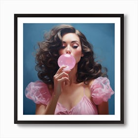 Girl Blowing Bubbles Art Print