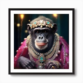 Bejewelled Chimpanzee. Who says you can’t be glamorous and wild at the same time? Art Print