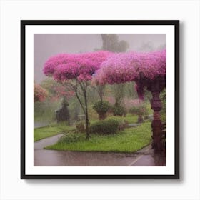 Rainy Day In The Park 1 Art Print