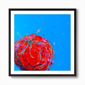 Tomato On Blue Square Art Print