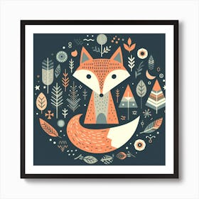 Scandinavian style, Fox 3 Art Print